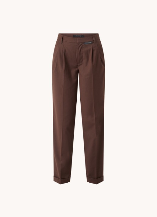 Daily Paper Meadow high waist straight fit pantalon met steekzakken - voorkant 2 donkerbruin