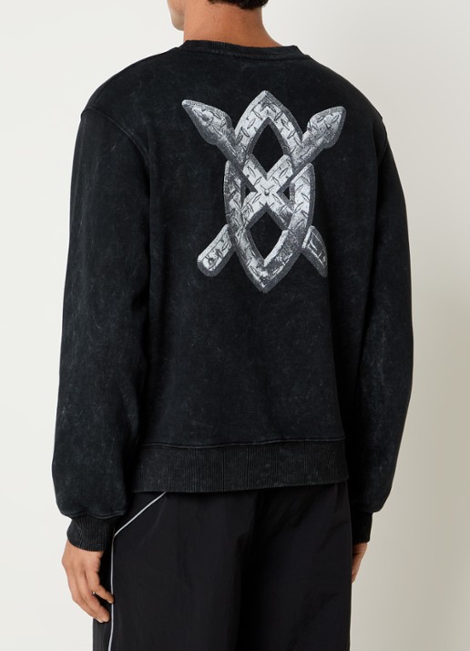 Daily Paper Metallic shield sweater met front- en backprint - detail 4 zwart