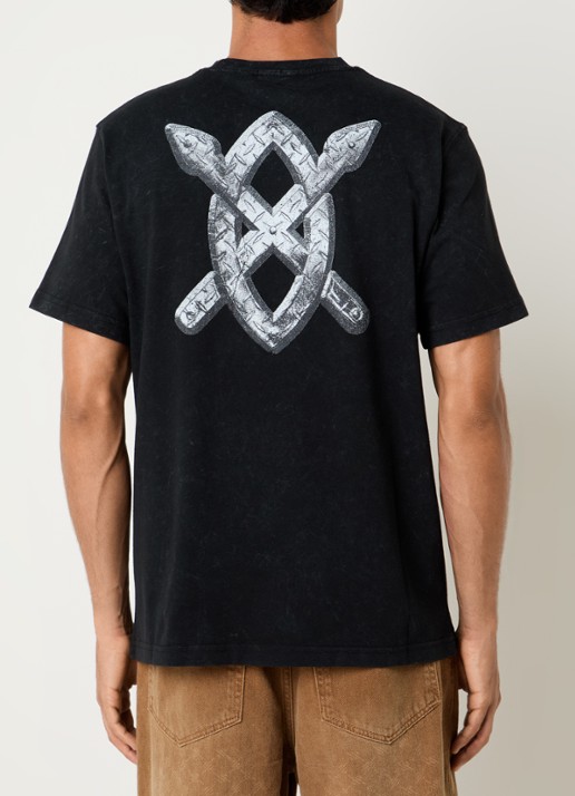 Daily Paper Metallic shield T-shirt met logo - detail 4 zwart