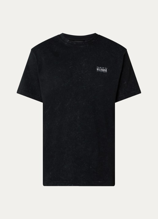 Daily Paper Metallic shield T-shirt met logo - voorkant zwart