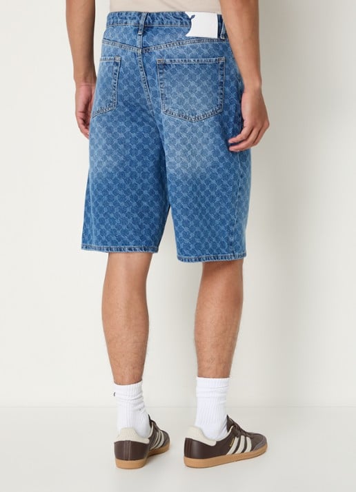 Daily Paper Monogram loose fit korte broek van denim met logoprint - achterkant 4 indigo