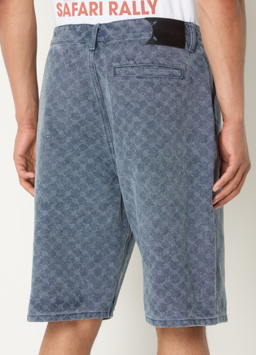 Daily Paper Monogram loose fit korte broek van denim met medium wassing - achterkant 4 staalblauw