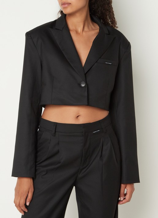 Daily Paper Nova cropped blazer met schoudervulling - detail 3 zwart
