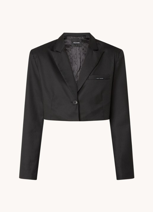 Daily Paper Nova cropped blazer met schoudervulling - voorkant zwart