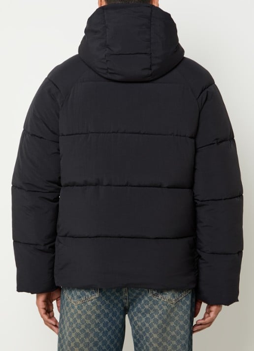 Daily Paper Puffer jack met ritszakken en capuchon - achterkant 4 zwart