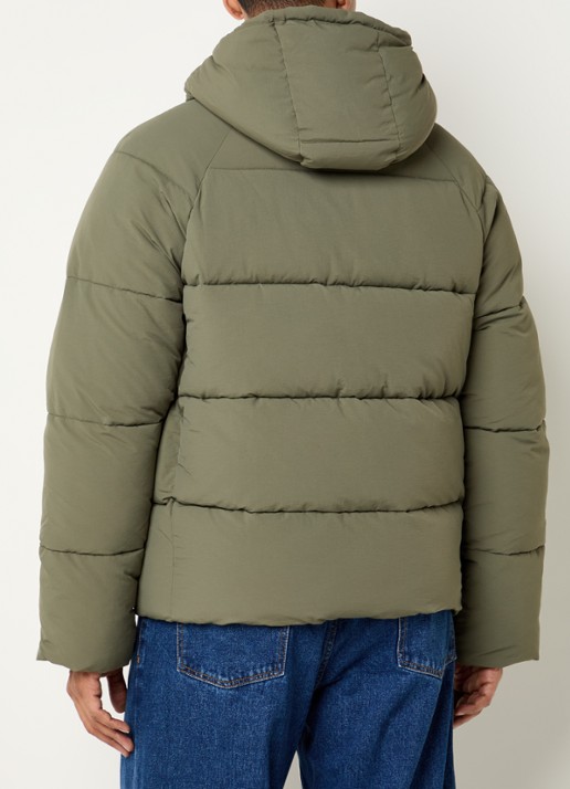 Daily Paper Puffer jack met ritszakken en capuchon - achterkant 2 olijfgroen
