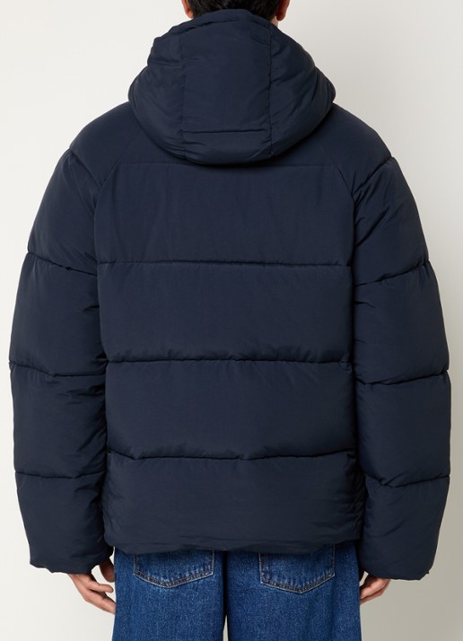 Daily Paper Puffer jack met ritszakken en capuchon - achterkant donkerblauw