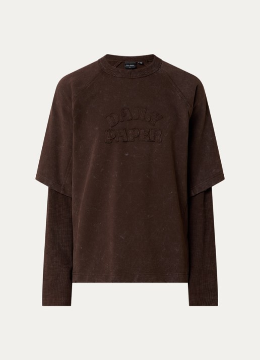 Daily Paper Raglan long sleeve met logo - voorkant 3 bruin