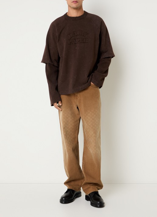 Daily Paper Raglan long sleeve met logo - voorkant 4 bruin