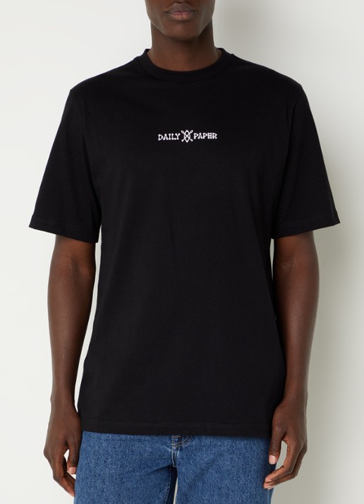 Daily Paper Raysan T-shirt met logo- en backprint  - achterkant zwart