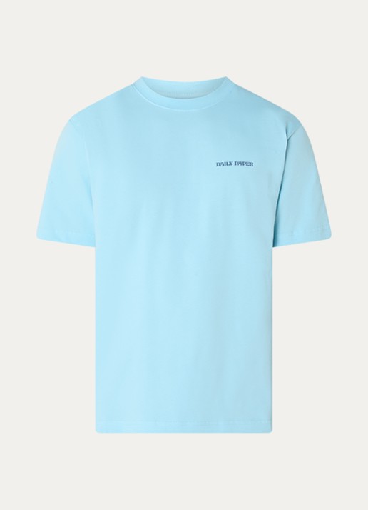 Daily Paper Safari Rally T-shirt met logo- en backprint - voorkant lichtblauw