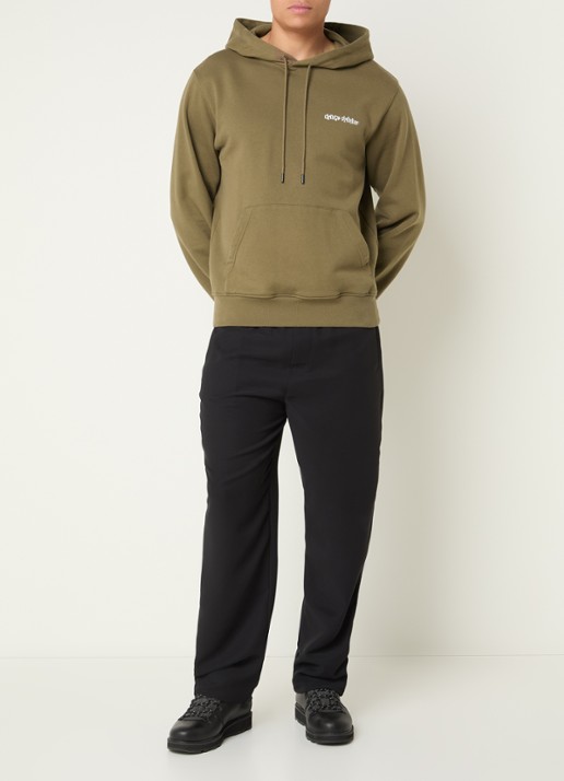 Daily Paper Shield hoodie met logo- en backprint - voorkant 2 mosgroen