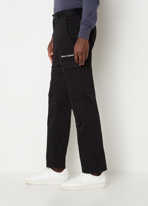Daily Paper Straight fit cargobroek met logo - detail 5 zwart