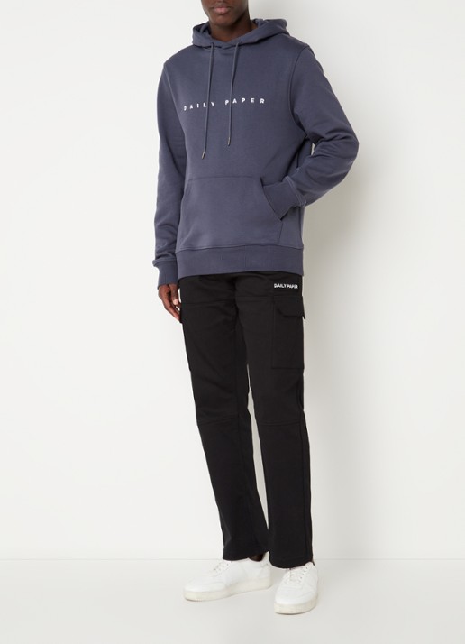 Daily Paper Straight fit cargobroek met logo - voorkant 2 zwart