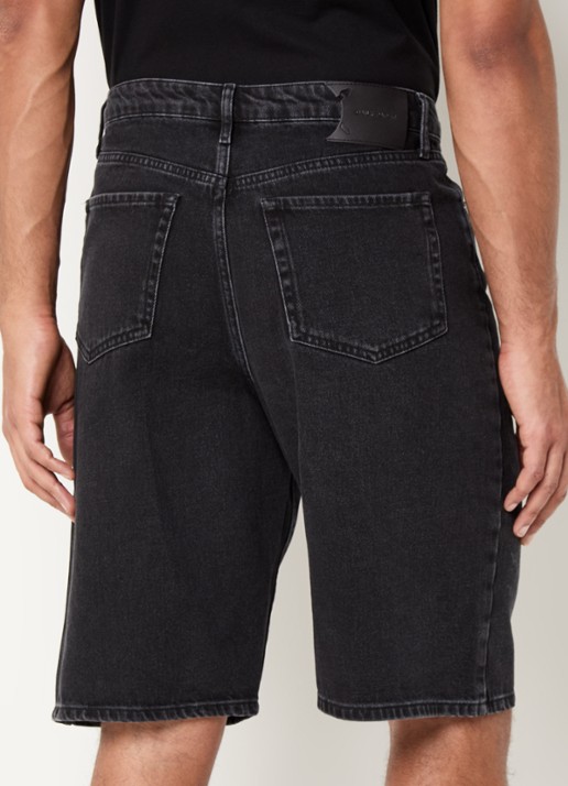Daily Paper Straight fit korte broek van denim met gekleurde wassing - achterkant zwart