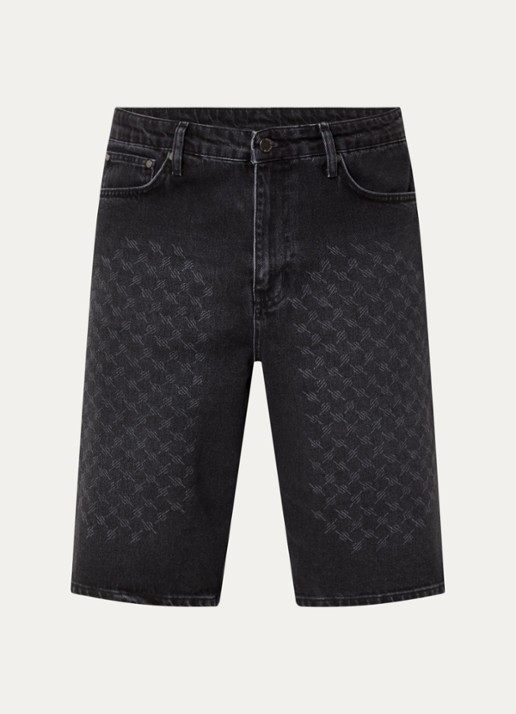 Daily Paper Straight fit korte broek van denim met gekleurde wassing - voorkant 2 zwart