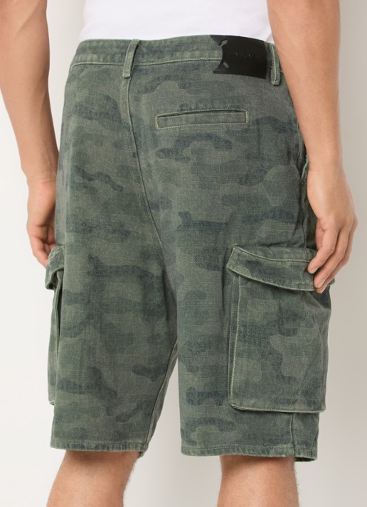 Daily Paper Straight fit korte cargobroek met camouflageprint - achterkant 3 legergroen