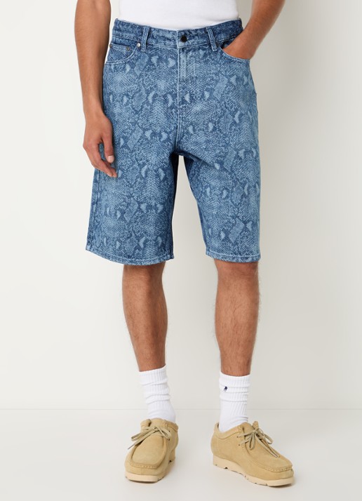 Daily Paper Straight leg korte broek van denim met slangenprint