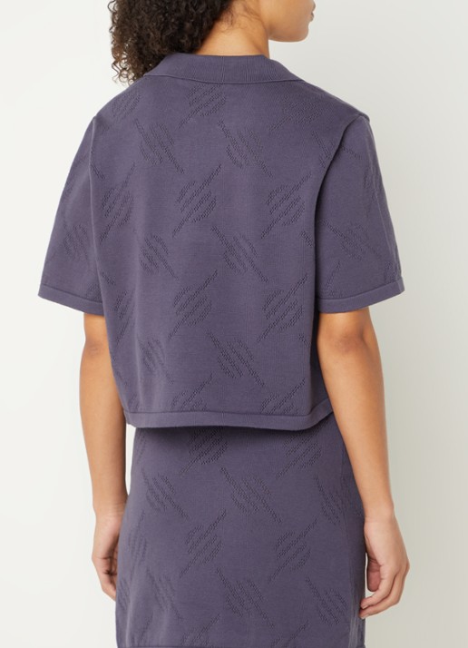Daily Paper Top met logoprint en polokraag - achterkant middengrijs