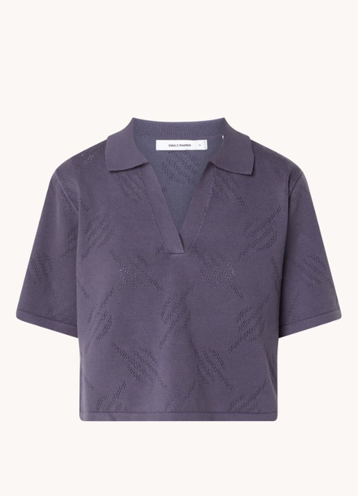 Daily Paper Top met logoprint en polokraag - voorkant 3 middengrijs