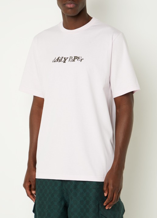 Daily Paper Unified T-shirt met logo en stretch - detail lichtroze