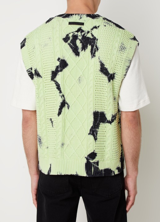 Daily Paper Xois kabelgebreide spencer met tie-dye dessin - achterkant 5 neongroen