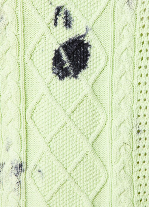 Daily Paper Xois kabelgebreide spencer met tie-dye dessin - detail 4 neongroen