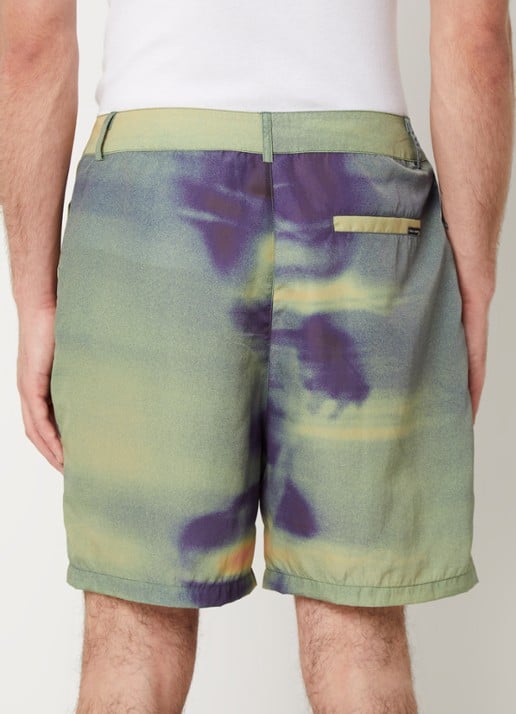 Daily Paper Yaro Hazy loose fit korte broek met print - achterkant 5 lichtgroen