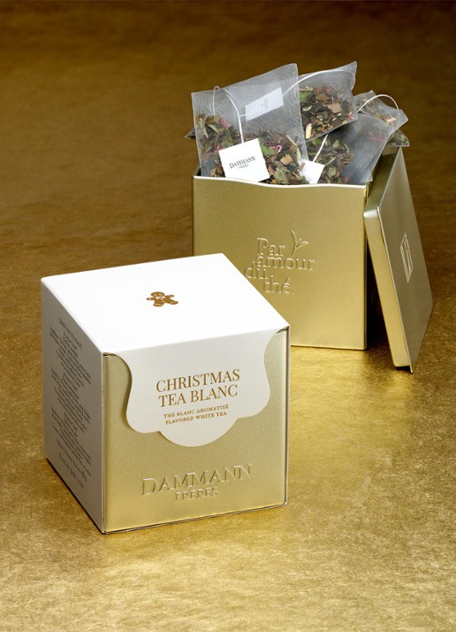 DAMMANN Frères Christmas Tea Blanc Collector's theezakjes in giftbox 20 stuks - voorkant 2 beige