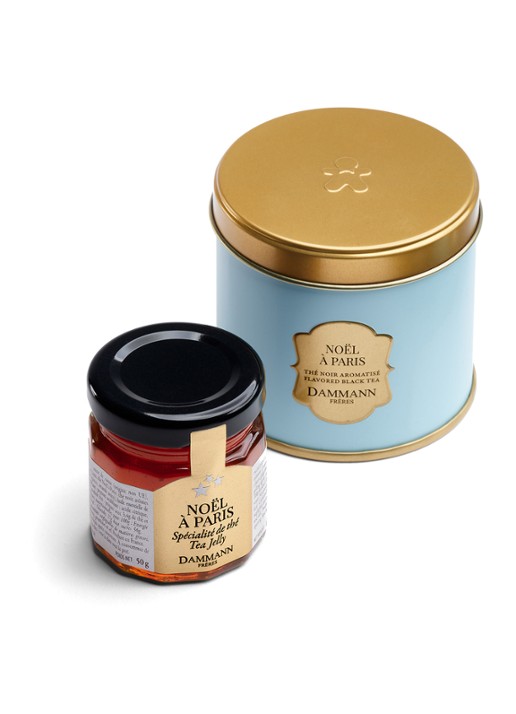 DAMMANN Frères Flocons de Neige losse thee met jelly in giftbox - voorkant 2 beige