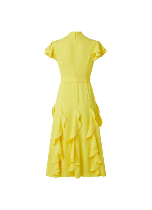 Damsel in a Dress Cemile midi jurk met volant en vlindermouw - achterkant geel