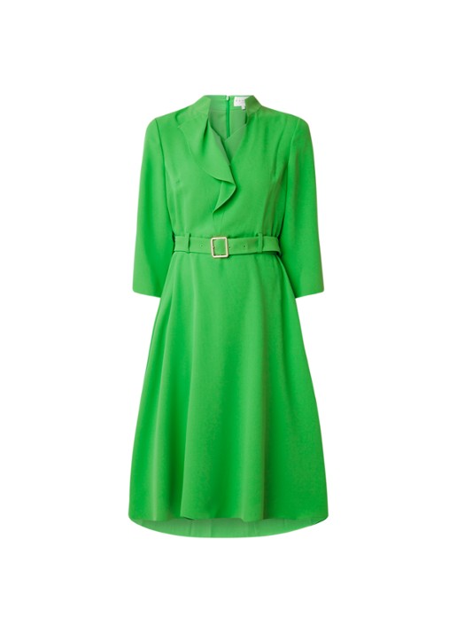 Damsel in a Dress Cindie midi jurk van crêpe met ceintuur - voorkant 3 groen