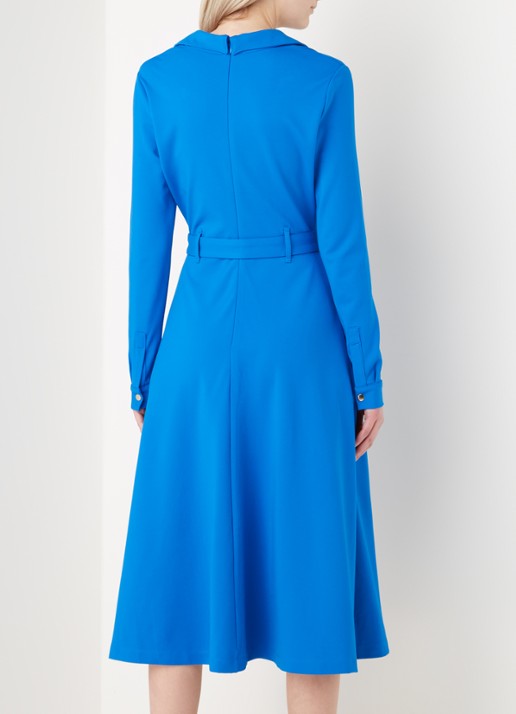 Damsel in a Dress Dalby midi jurk van jersey met ceintuur - achterkant kobaltblauw
