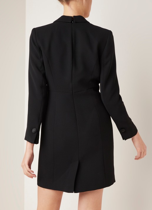 Damsel in a Dress Lolicia blazerjurk met revers van satijn - achterkant 4 zwart