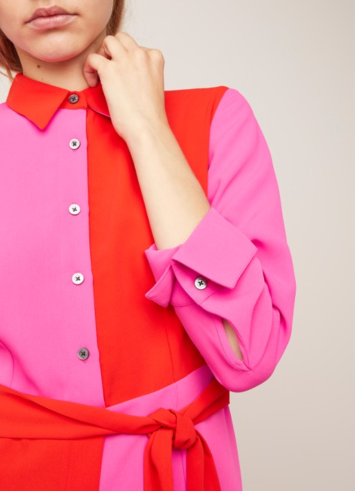 Damsel in a Dress Mila blousejurk met colourblocking en strikceintuur - detail 5 donkeroranje