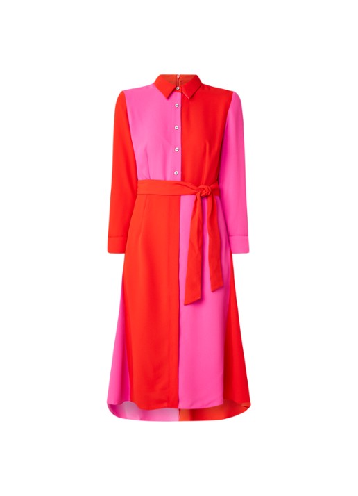 Damsel in a Dress Mila blousejurk met colourblocking en strikceintuur - voorkant 2 donkeroranje