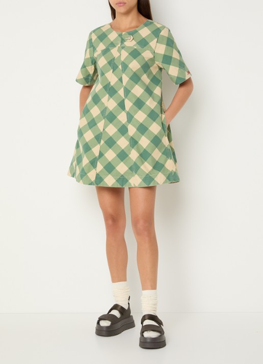 Damson Madder Bridget mini jurk met ruitdessin - voorkant 4 multicolor