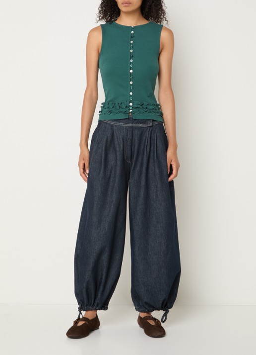 Damson Madder Ember top met ruches - voorkant 2 groen