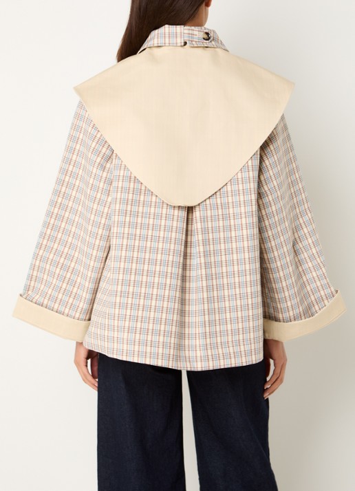 Damson Madder Jerry cropped trenchcoat met steekzakken - achterkant 2 beige