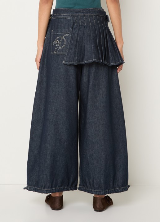 Damson Madder Mavi high waist wide fit jeans met donkere wassing - achterkant 3 indigo