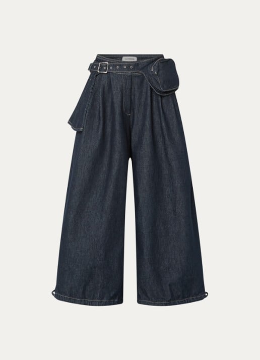 Damson Madder Mavi high waist wide fit jeans met donkere wassing - voorkant indigo