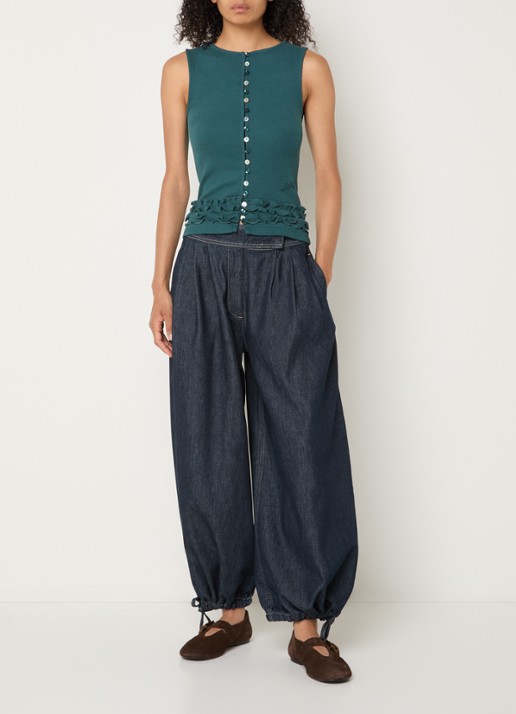 Damson Madder Mavi high waist wide fit jeans met donkere wassing - voorkant 2 indigo