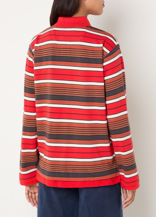 Damson Madder Noah regular fit polo met streepprint - achterkant 2 rood