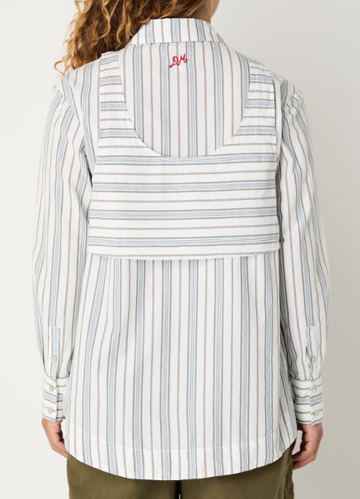 Damson Madder Valeria oversized blouse met streepprint - achterkant gebroken wit