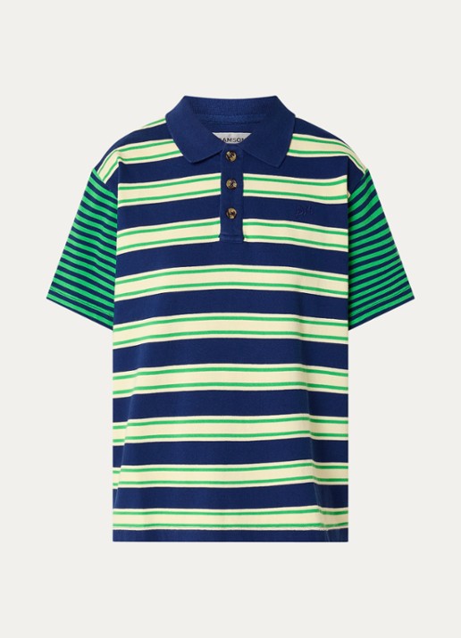 Damson Madder Zia Polo met streepprint - voorkant donkerblauw