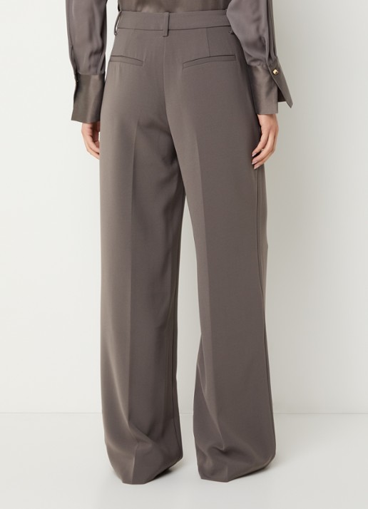 Dante 6 Alain high waist wide fit pantalon met persplooi - achterkant grijs