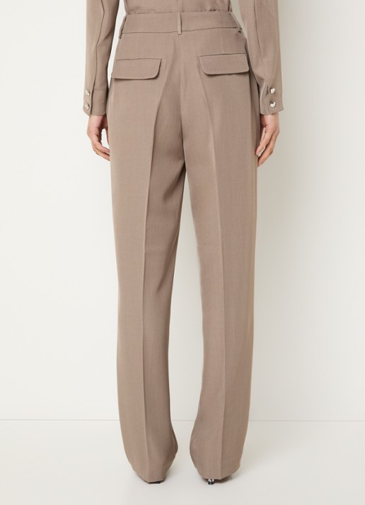 Dante 6 Aries high waist straight fit pantalon met klepzakken - achterkant lichtbruin