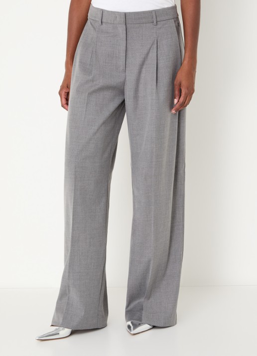 Dante 6 Biaxa high waist loose fit pantalon met gemêleerd dessin - detail 4 grijsmele