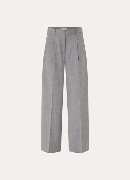 Dante 6 Biaxa high waist loose fit pantalon met gemêleerd dessin - voorkant 2 grijsmele