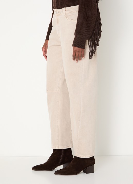 Dante 6 Brave high waist barrel fit jeans met gekleurde wassing - detail 5 beige